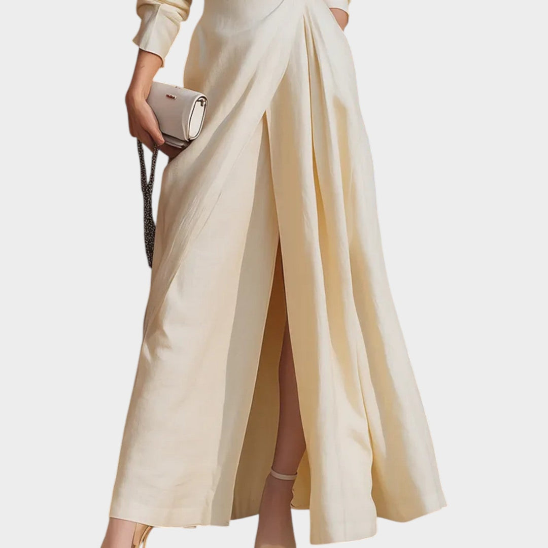 Elegant Wrap High-Slit Maxi Dress