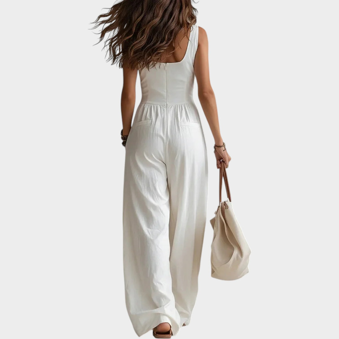 Chic Button-Front Wide-Leg Jumpsuit