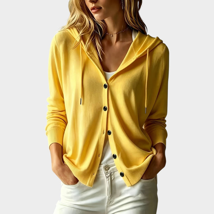Women's Knit Cardigan Hooded Lightweight Button Front