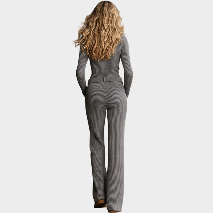 Ribbed Zip-Front Knit Set