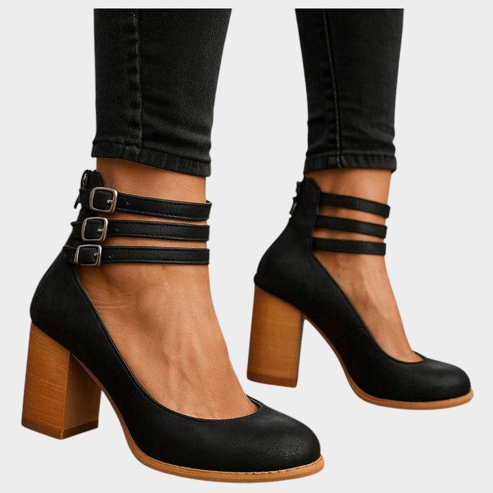 Multi-Strap Block Heel Pumps