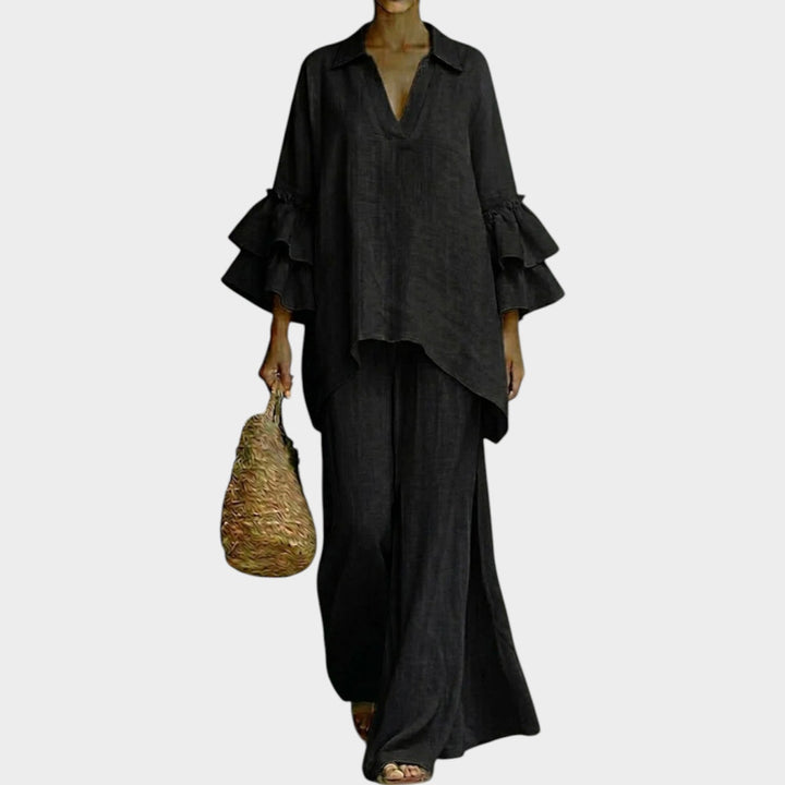 Ruffled Sleeve Two-Piece Set