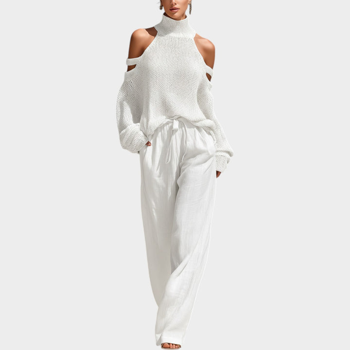 Relaxed Cold-Shoulder Knit Set