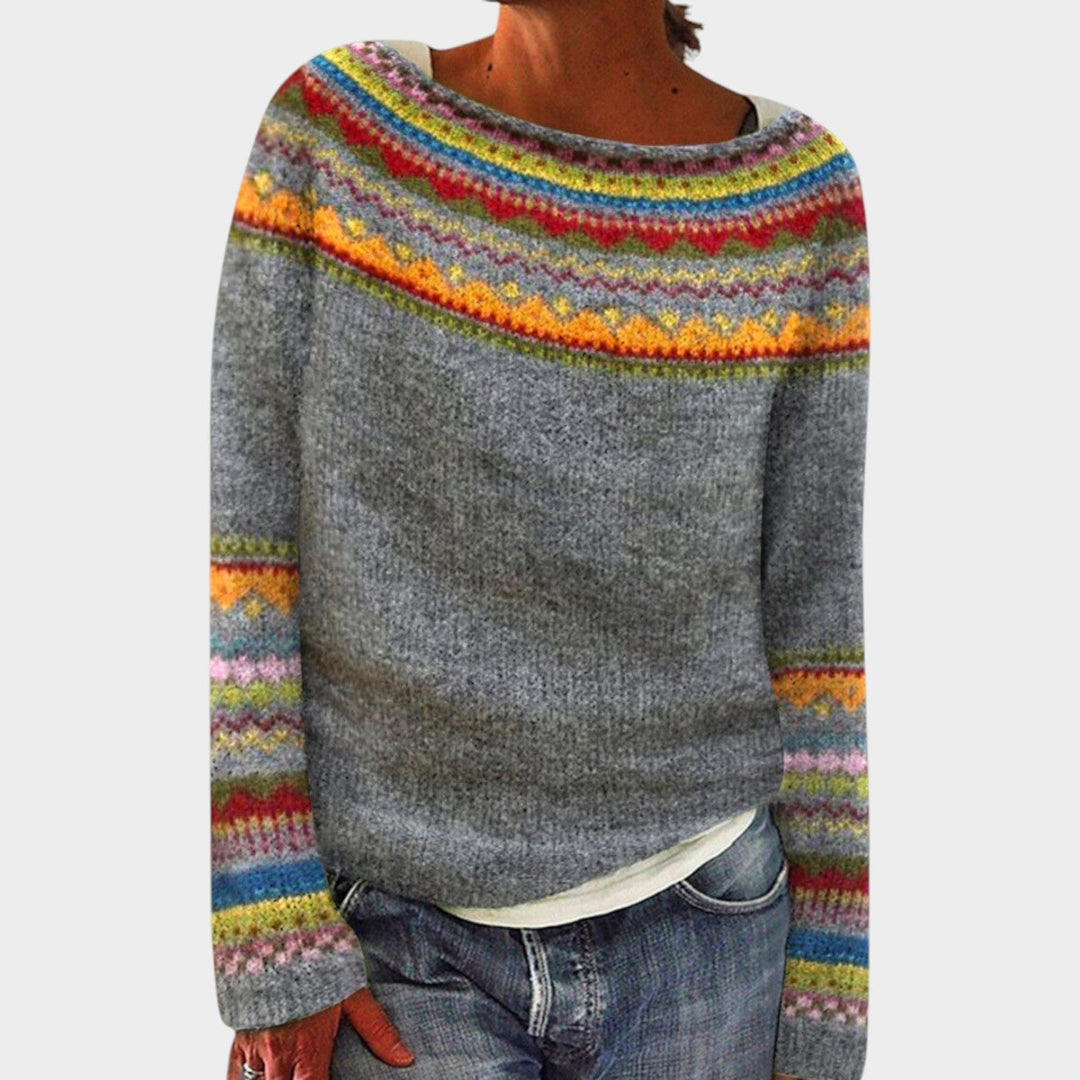 Women's Knit Sweater Nordic Pattern Cozy Wear