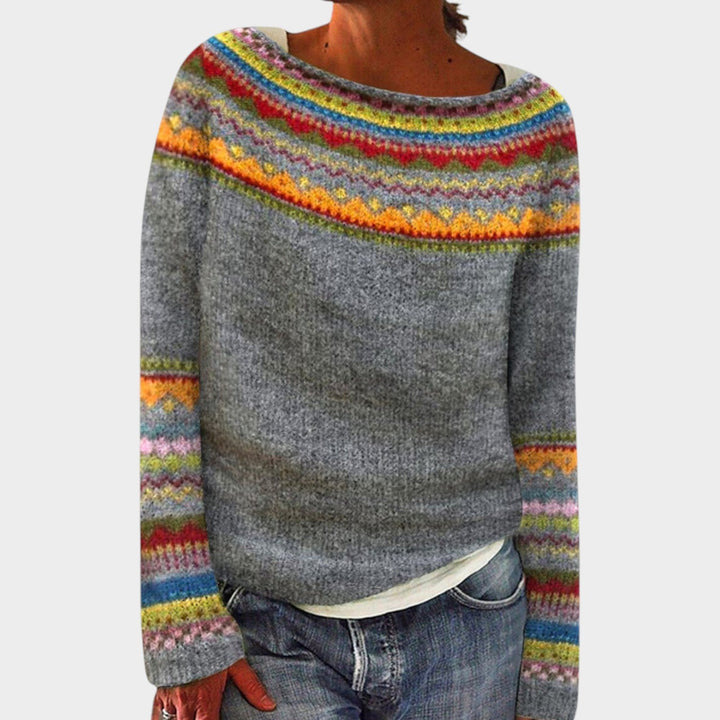 Women's Knit Sweater Nordic Pattern Cozy Wear