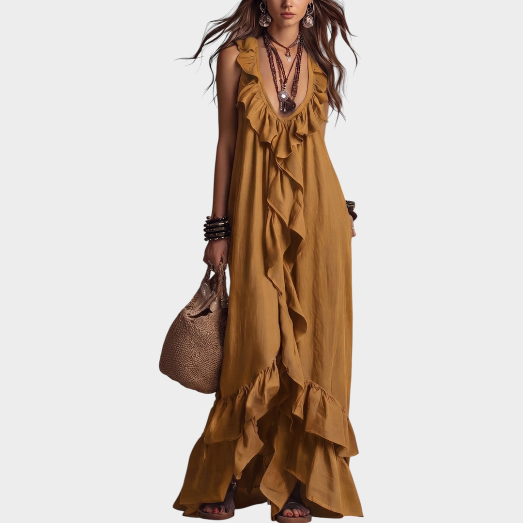 Boho Ruffle Maxi Dress