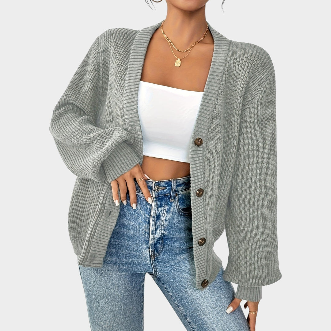 Women's Knit Cardigan V Neck Button Front Effortless Style