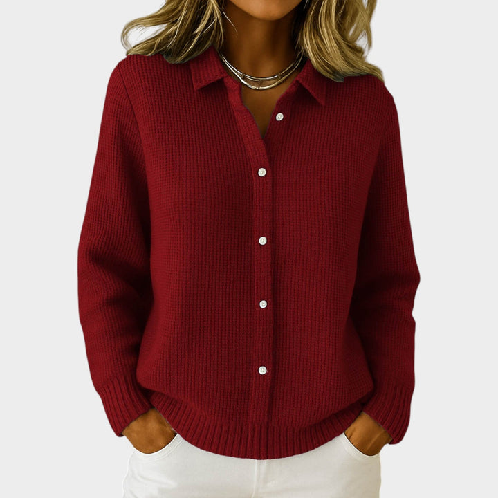 Women's Collared Button Knit Cardigan