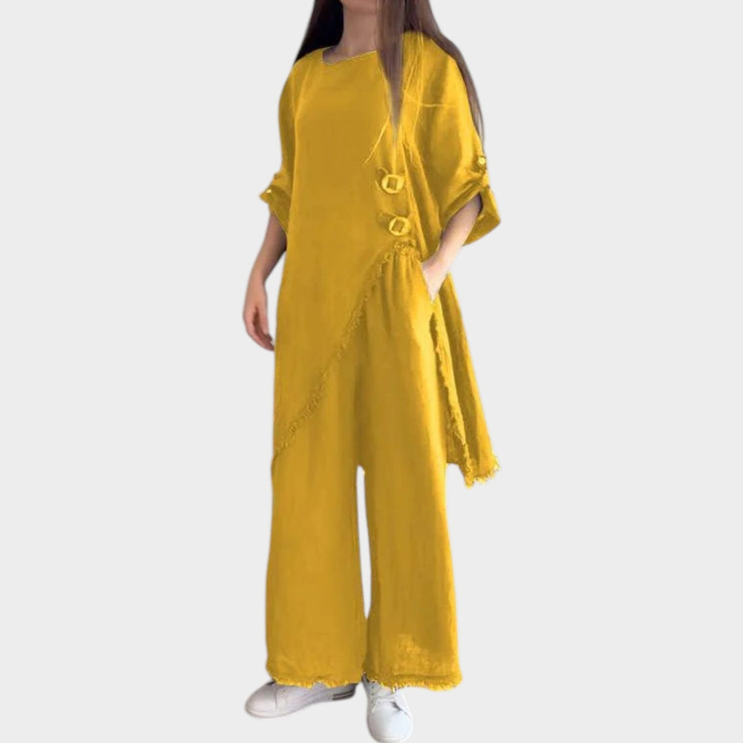 Asymmetric Linen Two-Piece Set