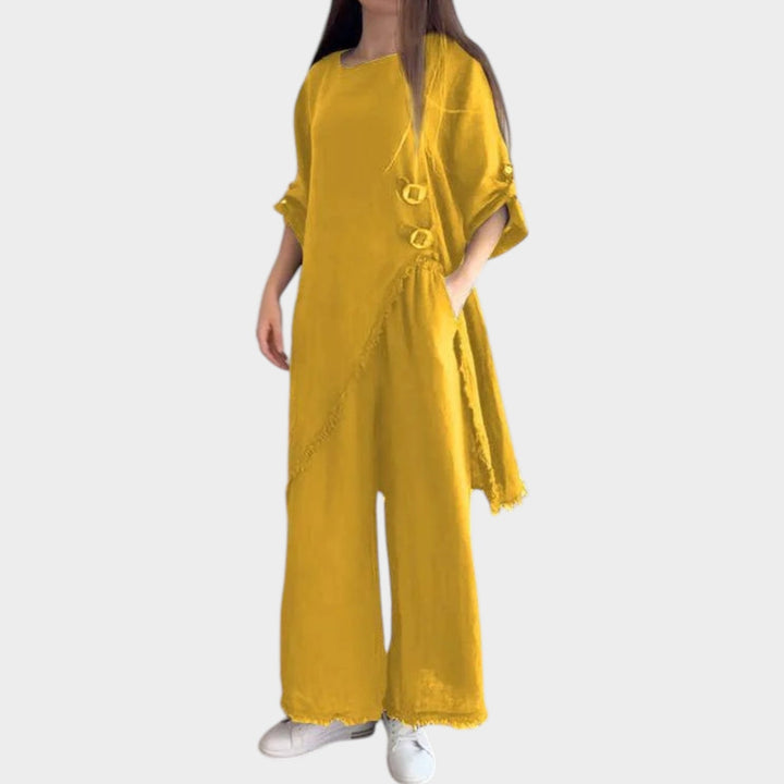 Asymmetric Linen Two-Piece Set