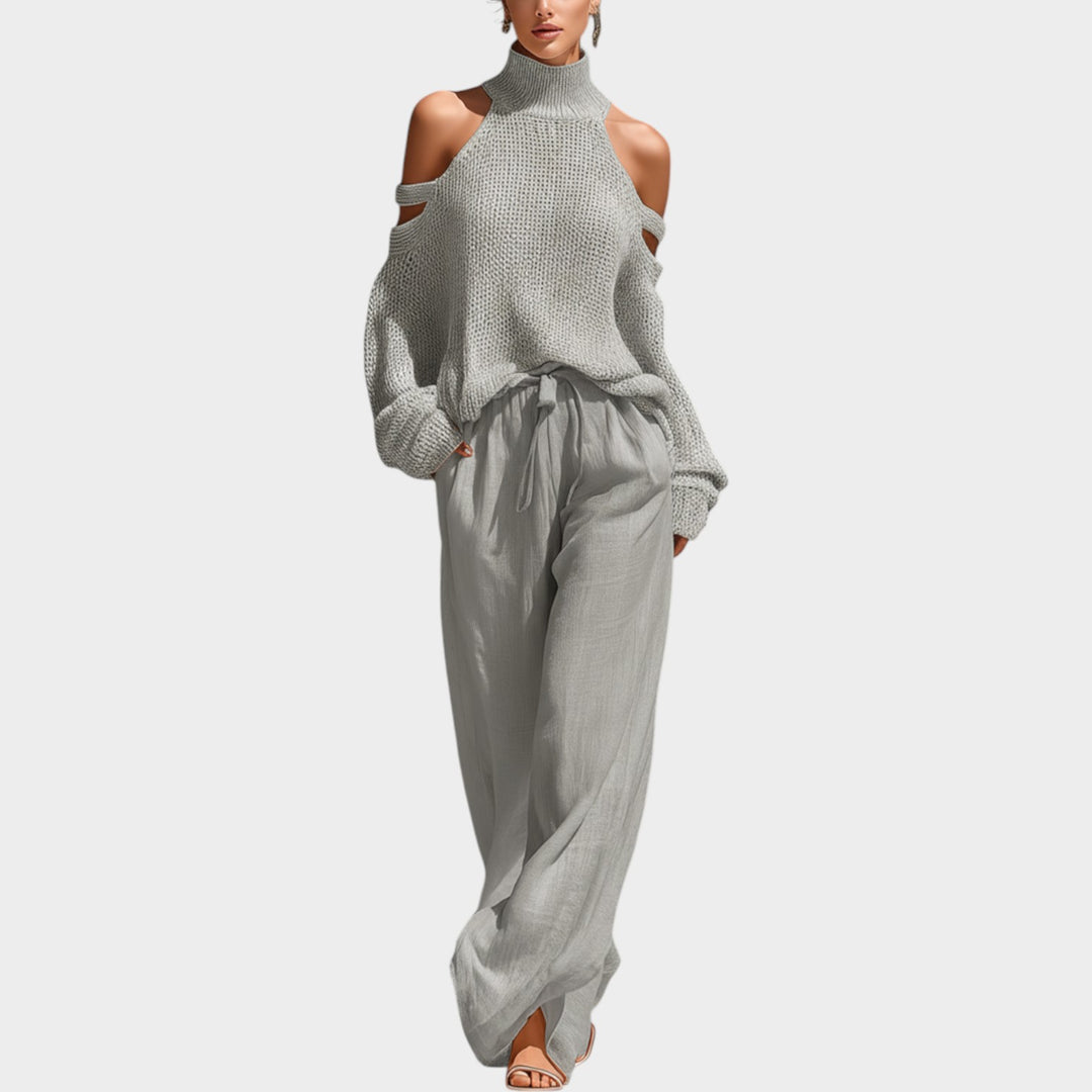 Relaxed Cold-Shoulder Knit Set
