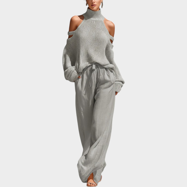 Relaxed Cold-Shoulder Knit Set