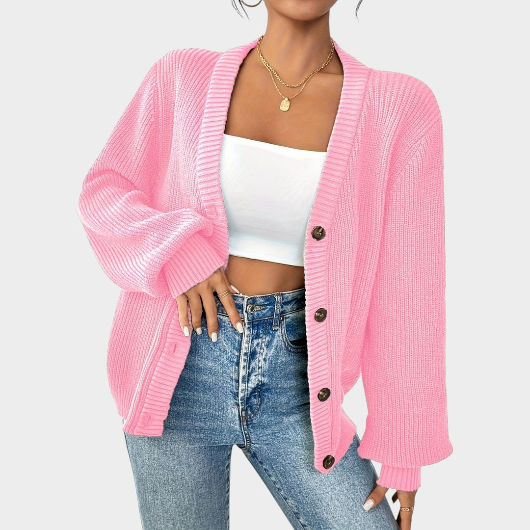 Women's Knit Cardigan V Neck Button Front Effortless Style