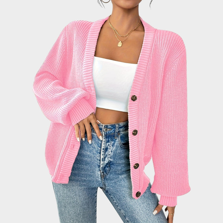 Women's Knit Cardigan V Neck Button Front Effortless Style