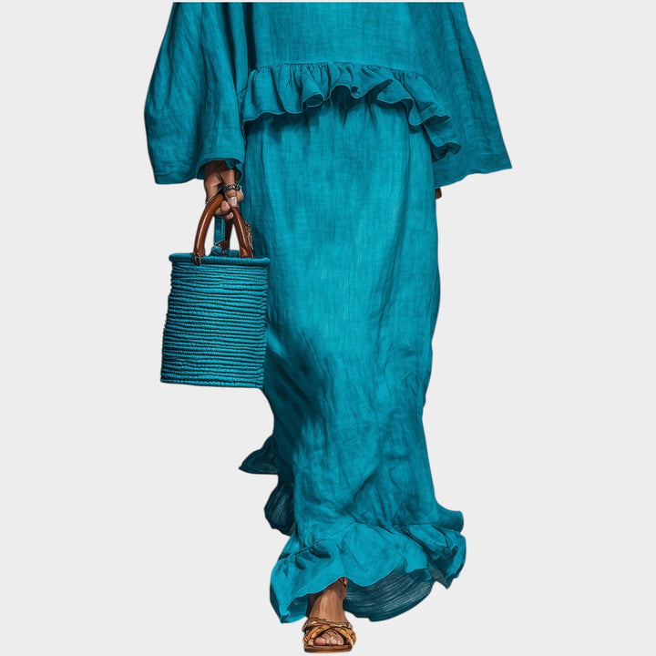 Ruffled Top and Maxi Skirt Set