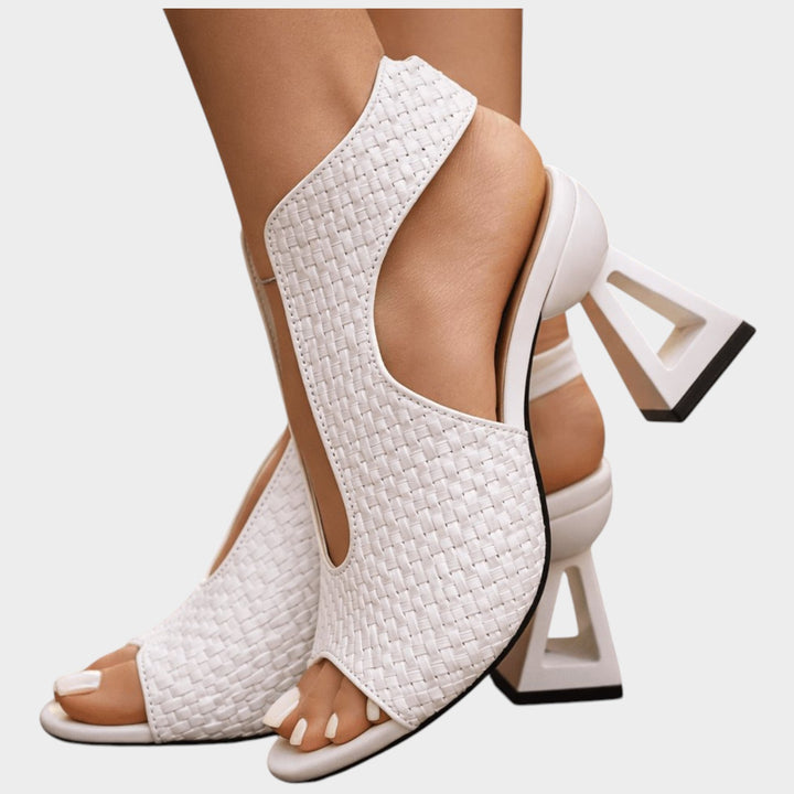 Metallic Cutout Block Heel Sandals