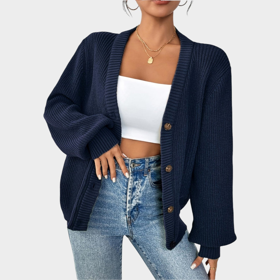 Women's Knit Cardigan V Neck Button Front Effortless Style