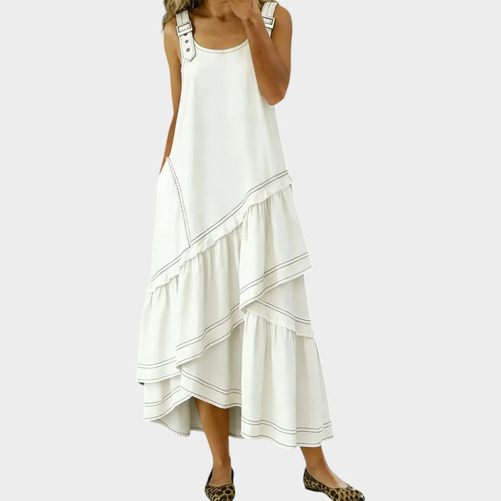 Vintage Denim Layered Maxi Dress