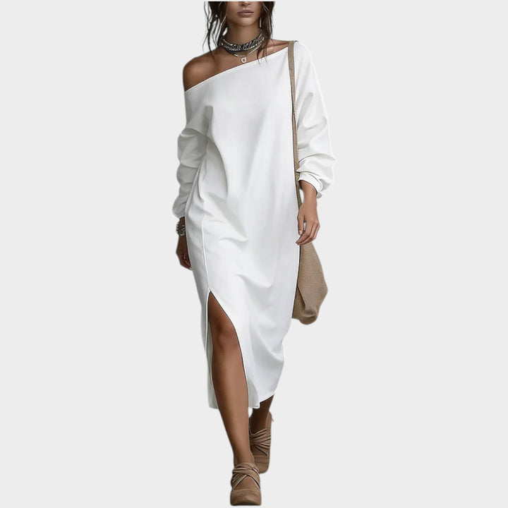 Off-Shoulder Relaxed Midi Dress