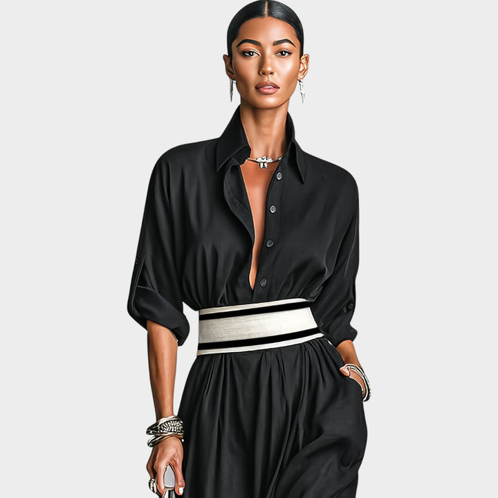 Elegant Shirt Maxi Dress