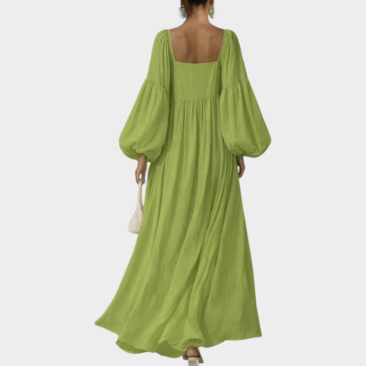 Flowy Balloon‑Sleeve Maxi Dress