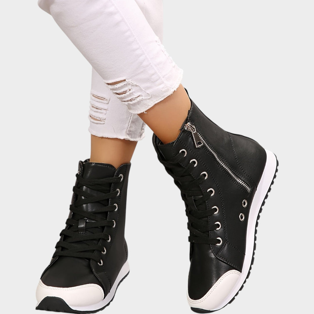 Women’s Ankle Boots Side Zip Lace Up Casual Style