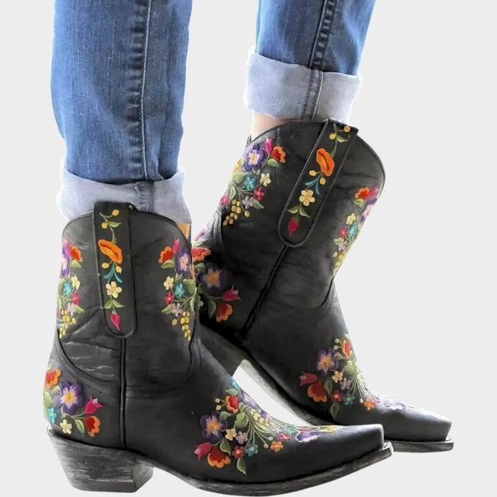 Floral Cowboy Ankle Boots