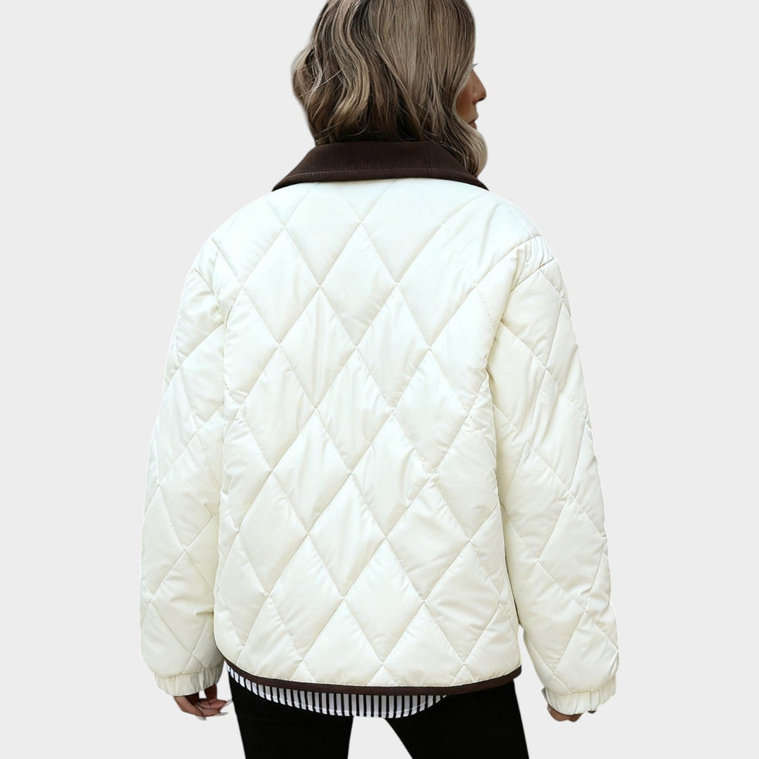 Women’s Quilted Jacket Casual Corduroy Collar Pockets