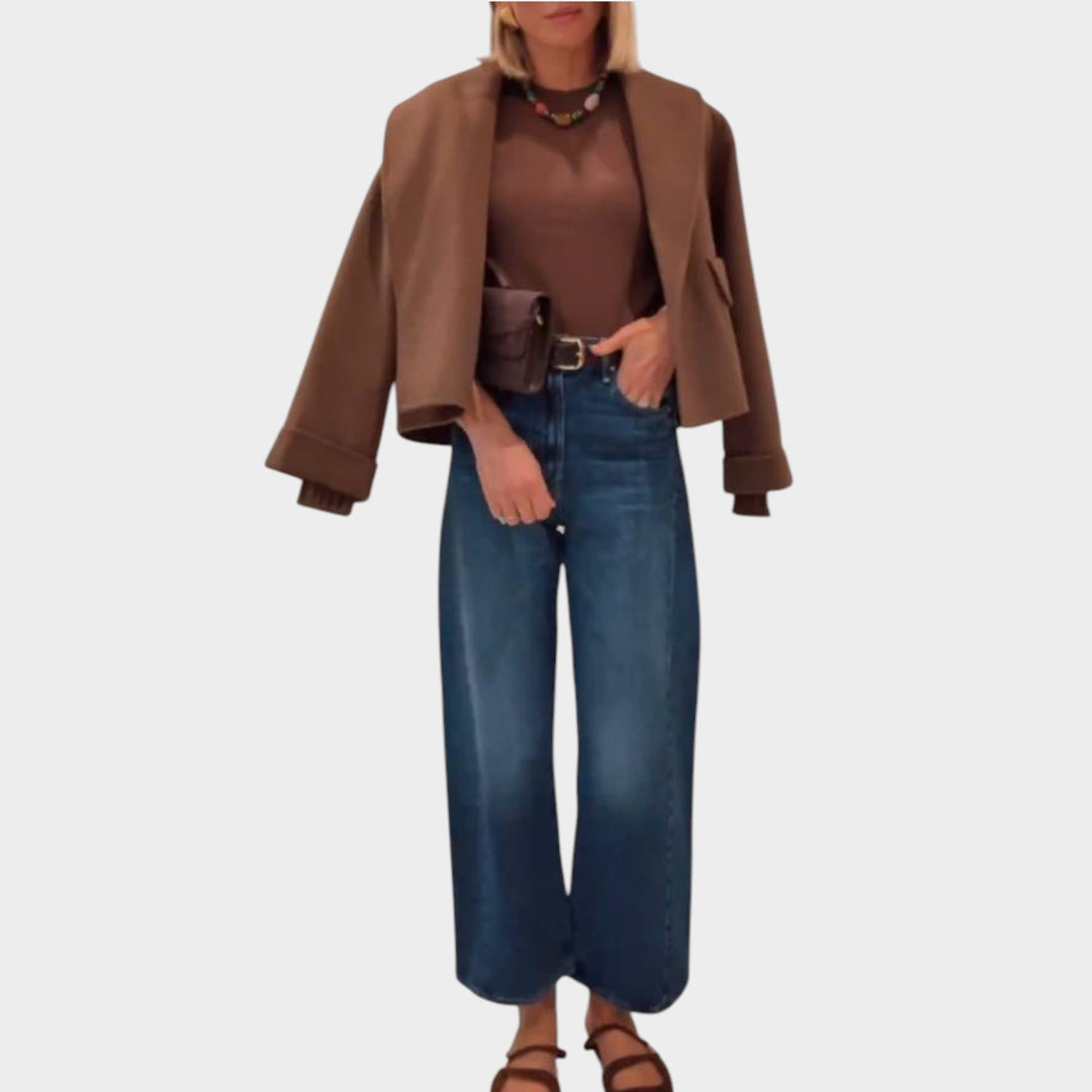 Women’s Shawl Collar Wool Open Front Jacket