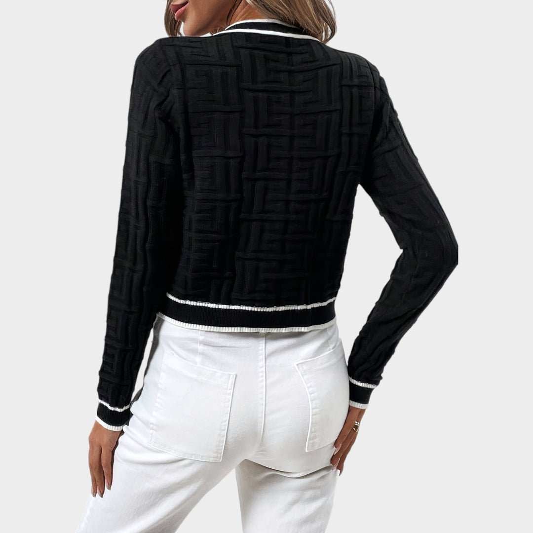 Women's Knit Cardigan Button Up Golden Details Soft Texture