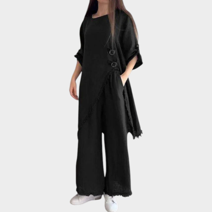Asymmetric Linen Two-Piece Set