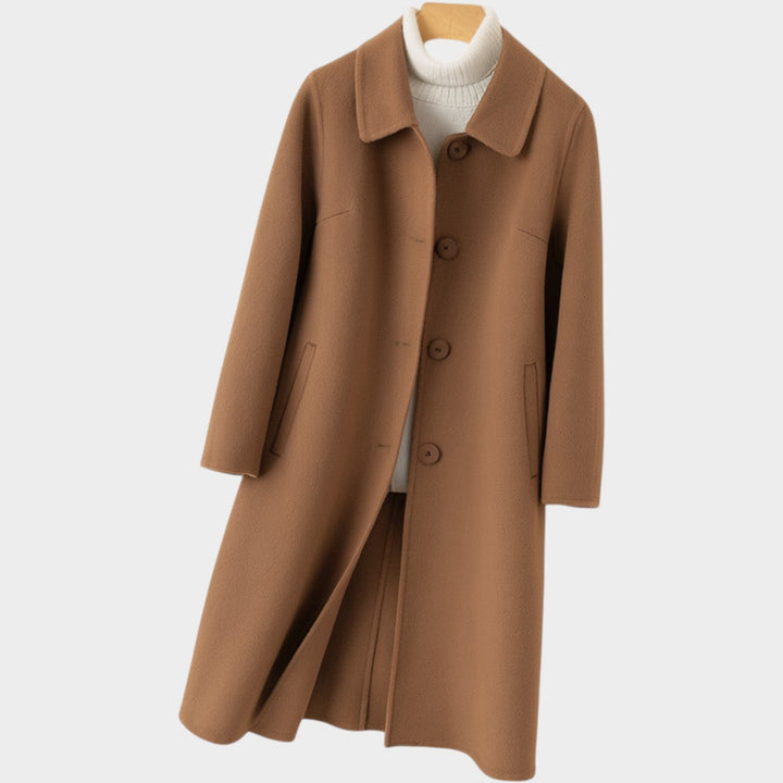 Women's Warm Wool Coat Long Line Button Front