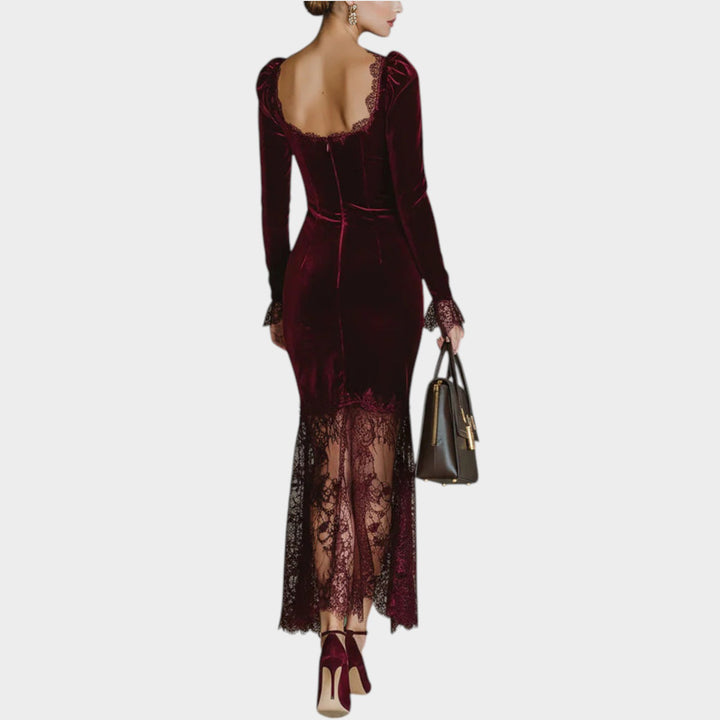Women’s Velvet Lace Midi Dress