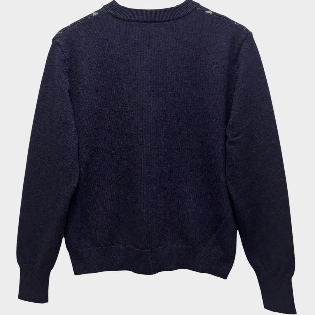 Women’s Knit Sweater Crew Neck Argyle Print  Long Sleeve