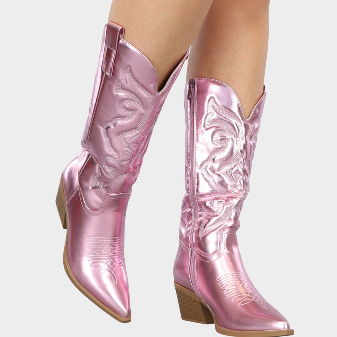 Mid Calf Statement Western Cowboy Boots
