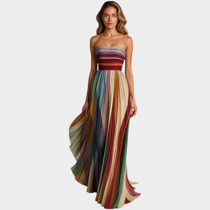 Strapless Pleated Maxi Dress