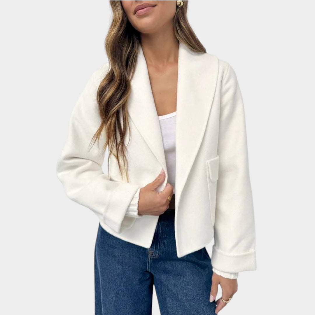 Women’s Shawl Collar Wool Open Front Jacket