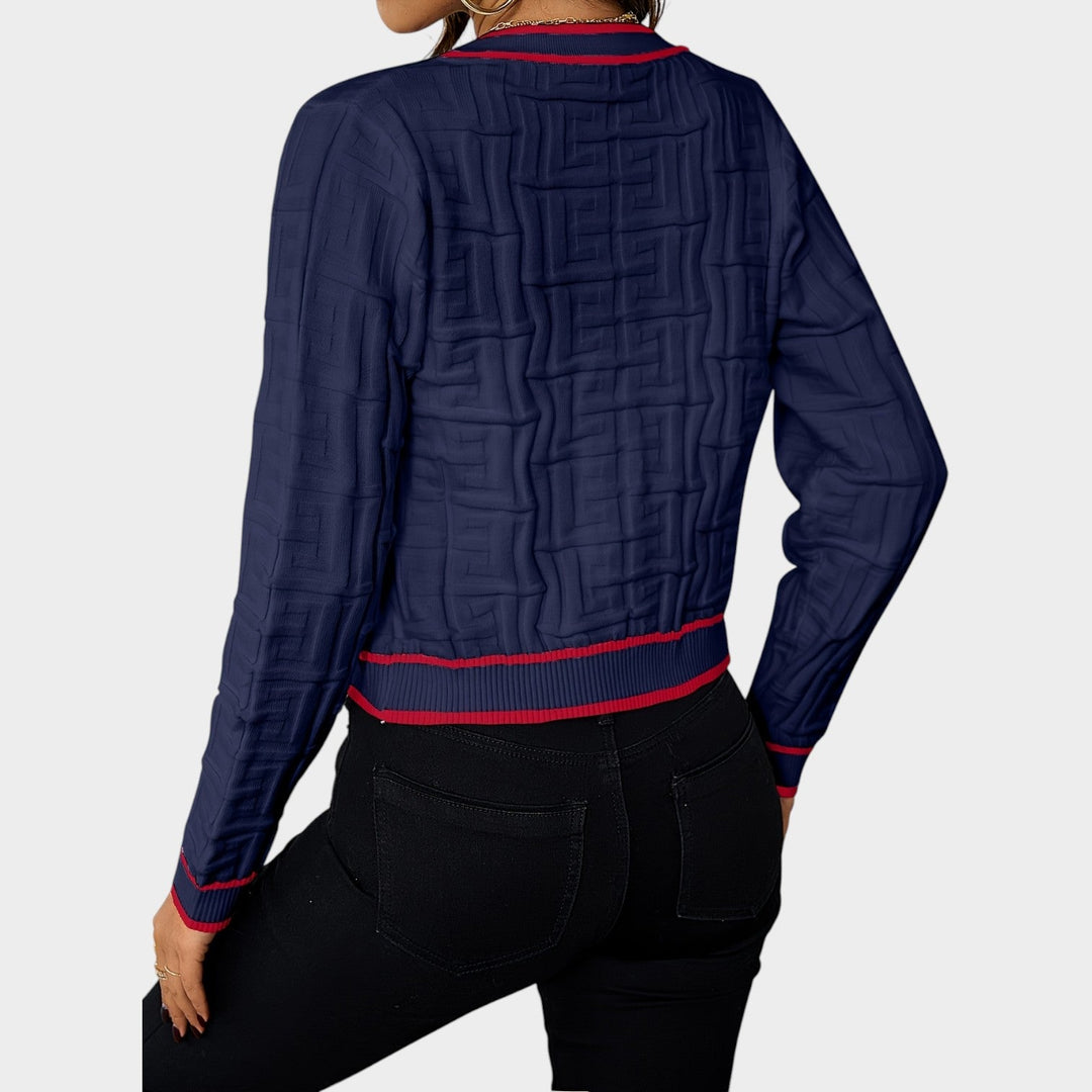 Women's Knit Cardigan Button Up Golden Details Soft Texture
