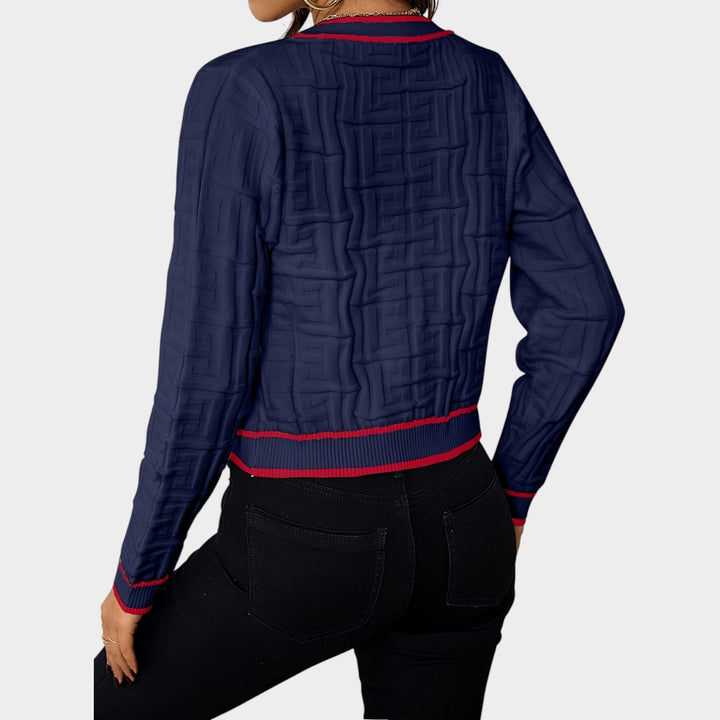 Women's Knit Cardigan Button Up Golden Details Soft Texture