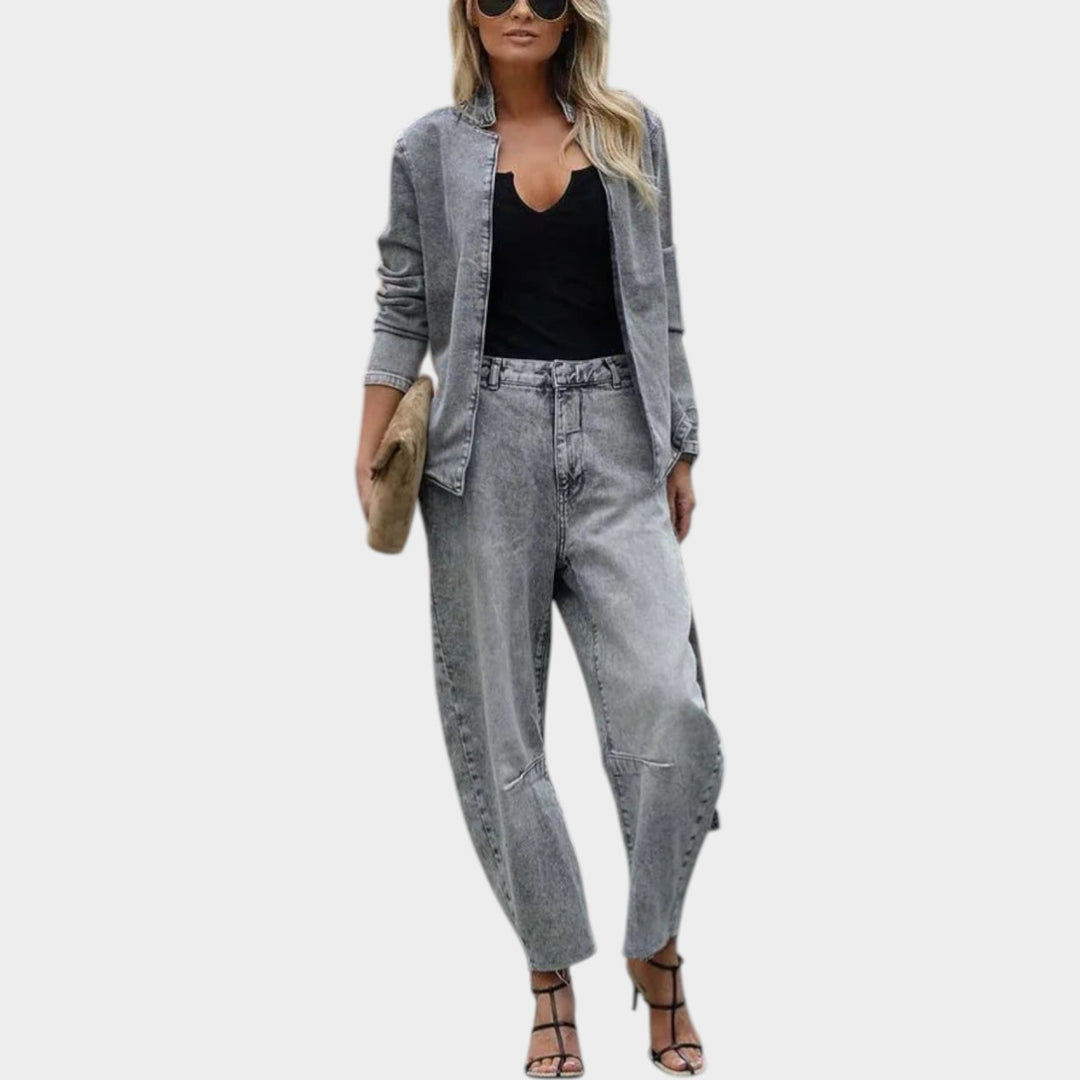 Casual Denim Jacket and Pants Set