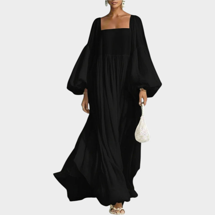 Flowy Balloon‑Sleeve Maxi Dress