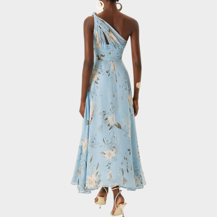 Elegant One-Shoulder Flow Midi Dress
