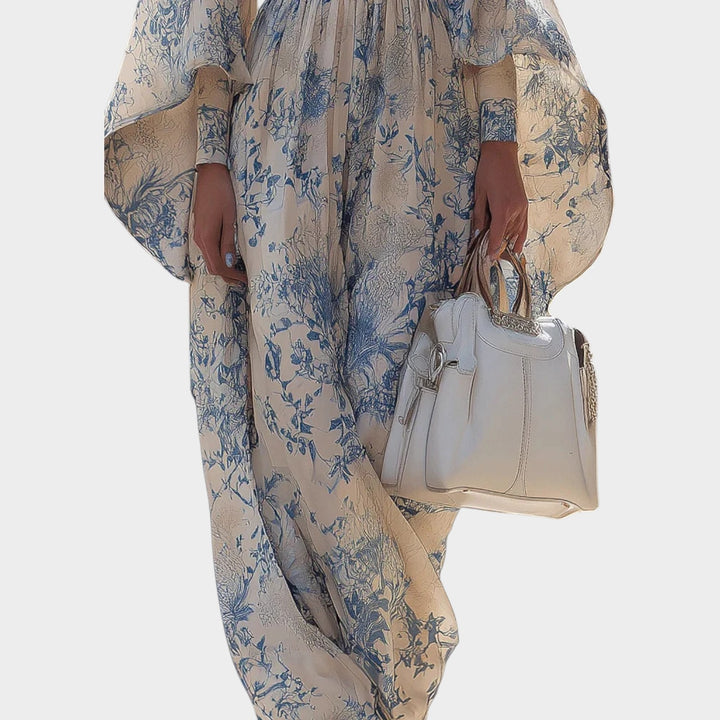 Elegant Floral Chiffon Maxi Dress