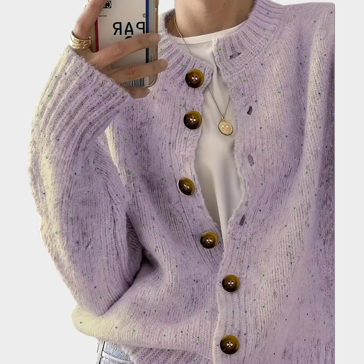 Women's Knit Cardigan Colorful Button Front
