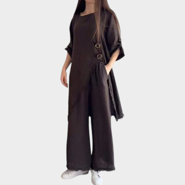 Asymmetric Linen Two-Piece Set