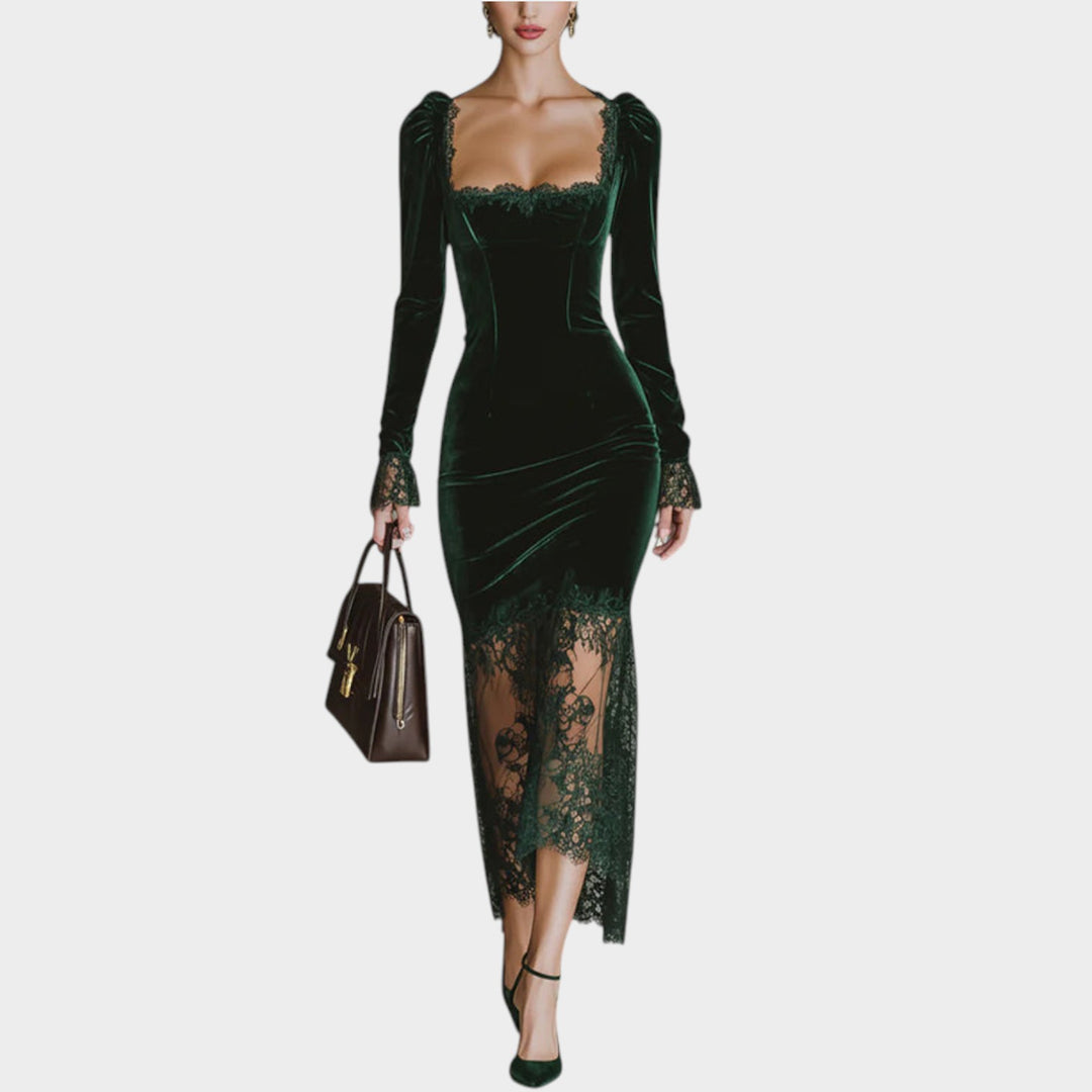 Women’s Velvet Lace Midi Dress
