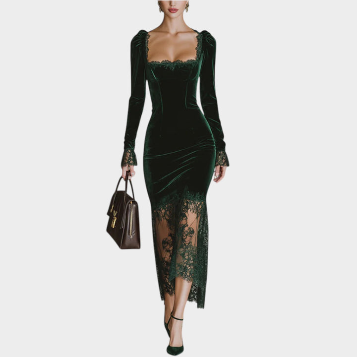Women’s Velvet Lace Midi Dress