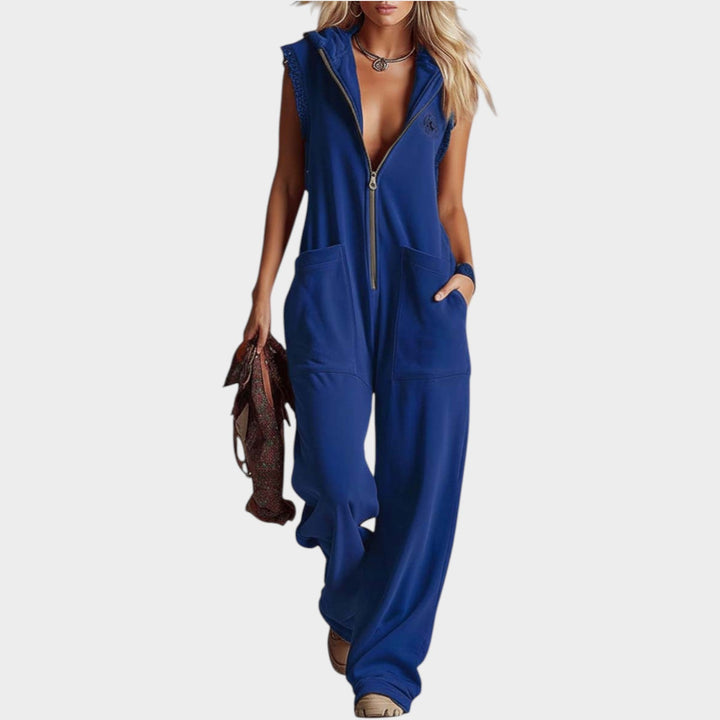 Casual Zip-Up Hooded Jumpsuit