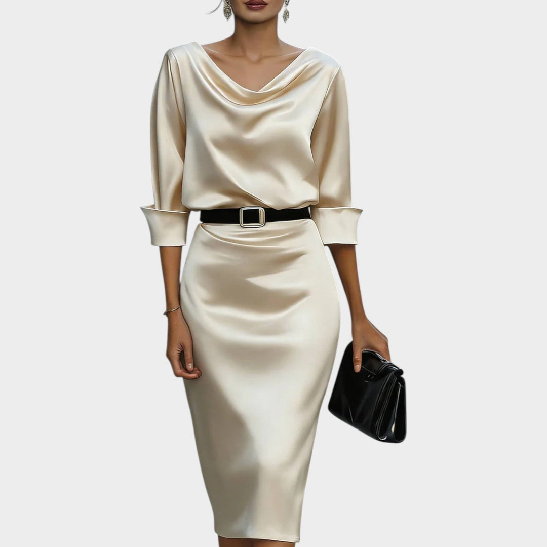 Luxe Satin Belted Midi Dress