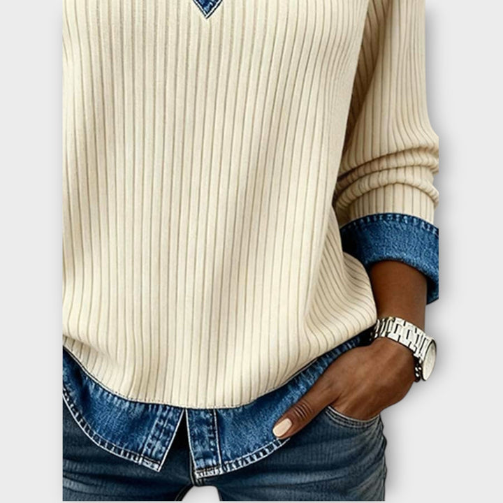 Women's V Neck Ribbed Knit Sweater